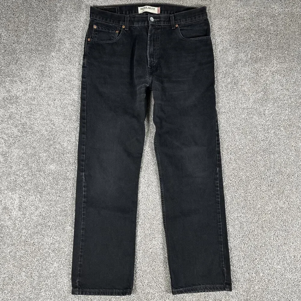 Vtg Levis 505 Jeans Mens 34x30* Dark Black Straight Leg Denim Y2K (Tag 36x32)